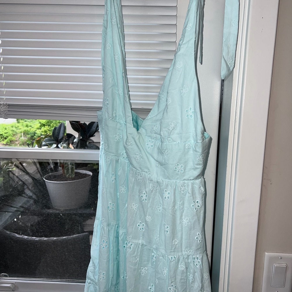 Princess Polly Light Blue Eyelet Midi Dress - Picture 4 of 4